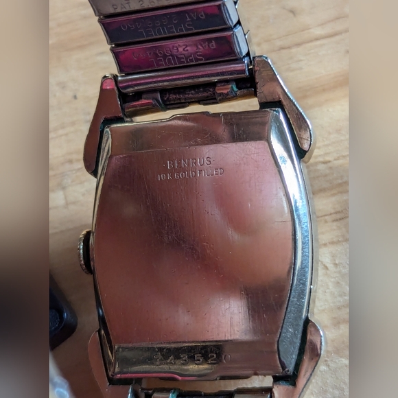 (936)Vintage Benrus 10K Gold Filled Tank style watch sub second Fancy lugs - Picture 6 of 10